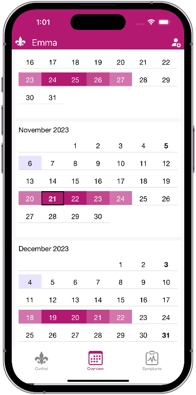 Predictions in a calendar view
